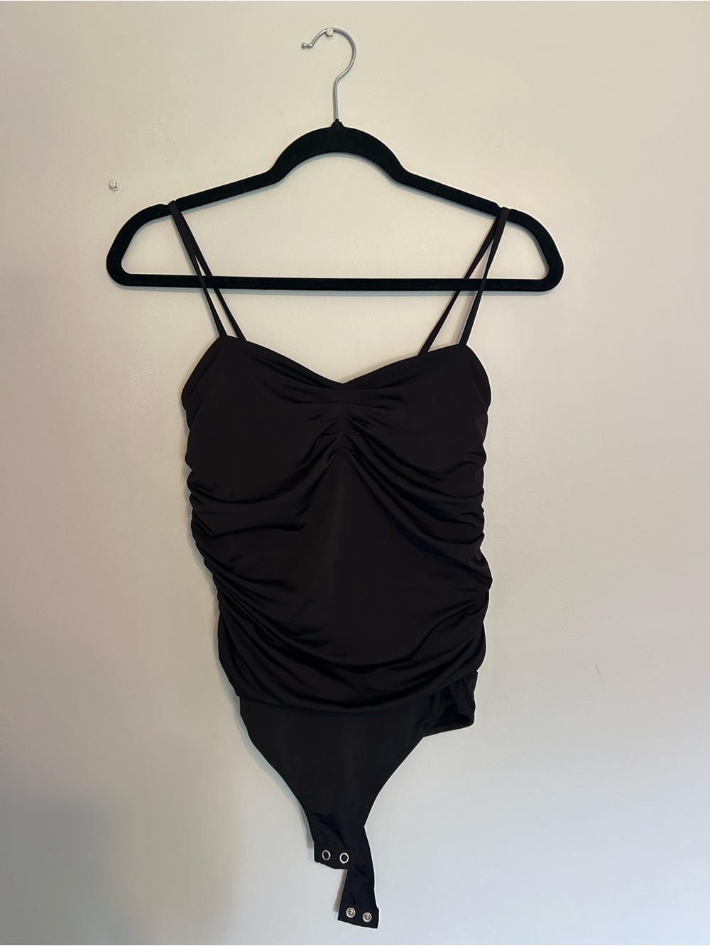 Black Ruched Express Body Contour Bodysuit